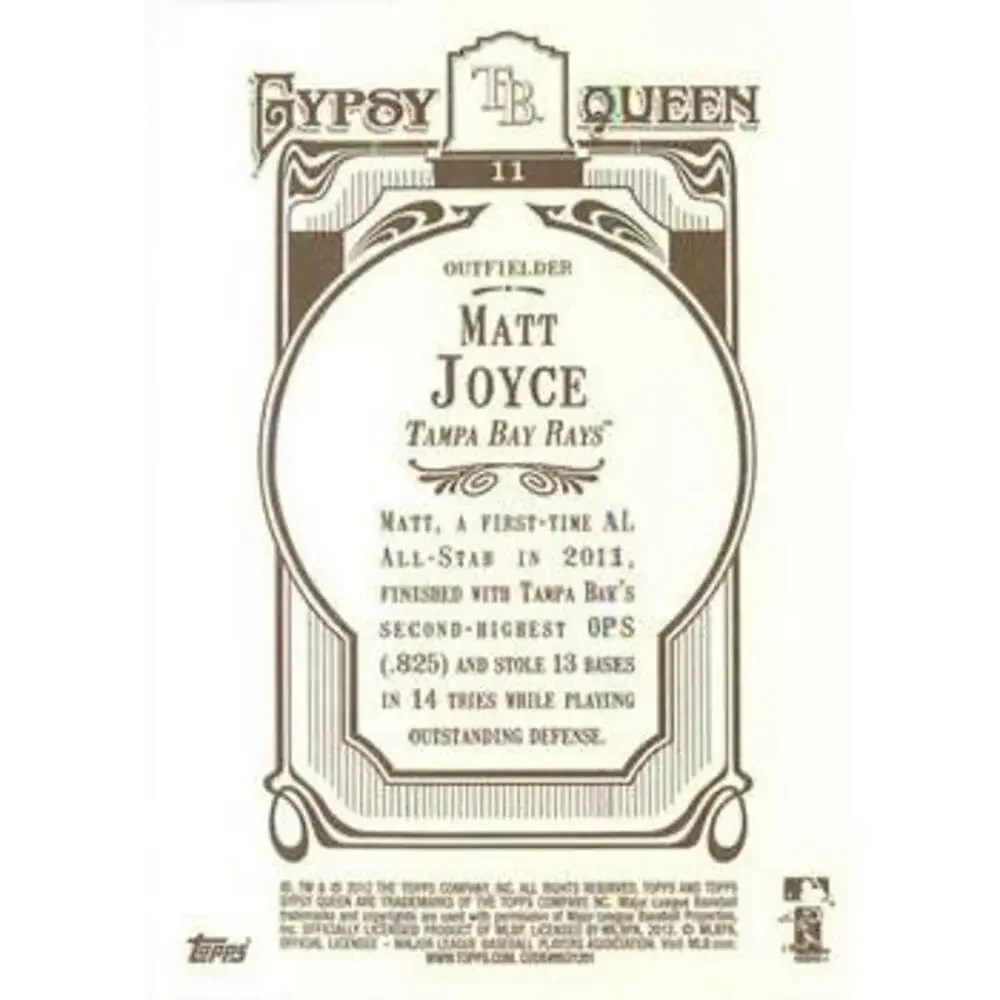 2012 Topps Gypsy Queen Matt Joyce # 11 Tampa Bay Rays